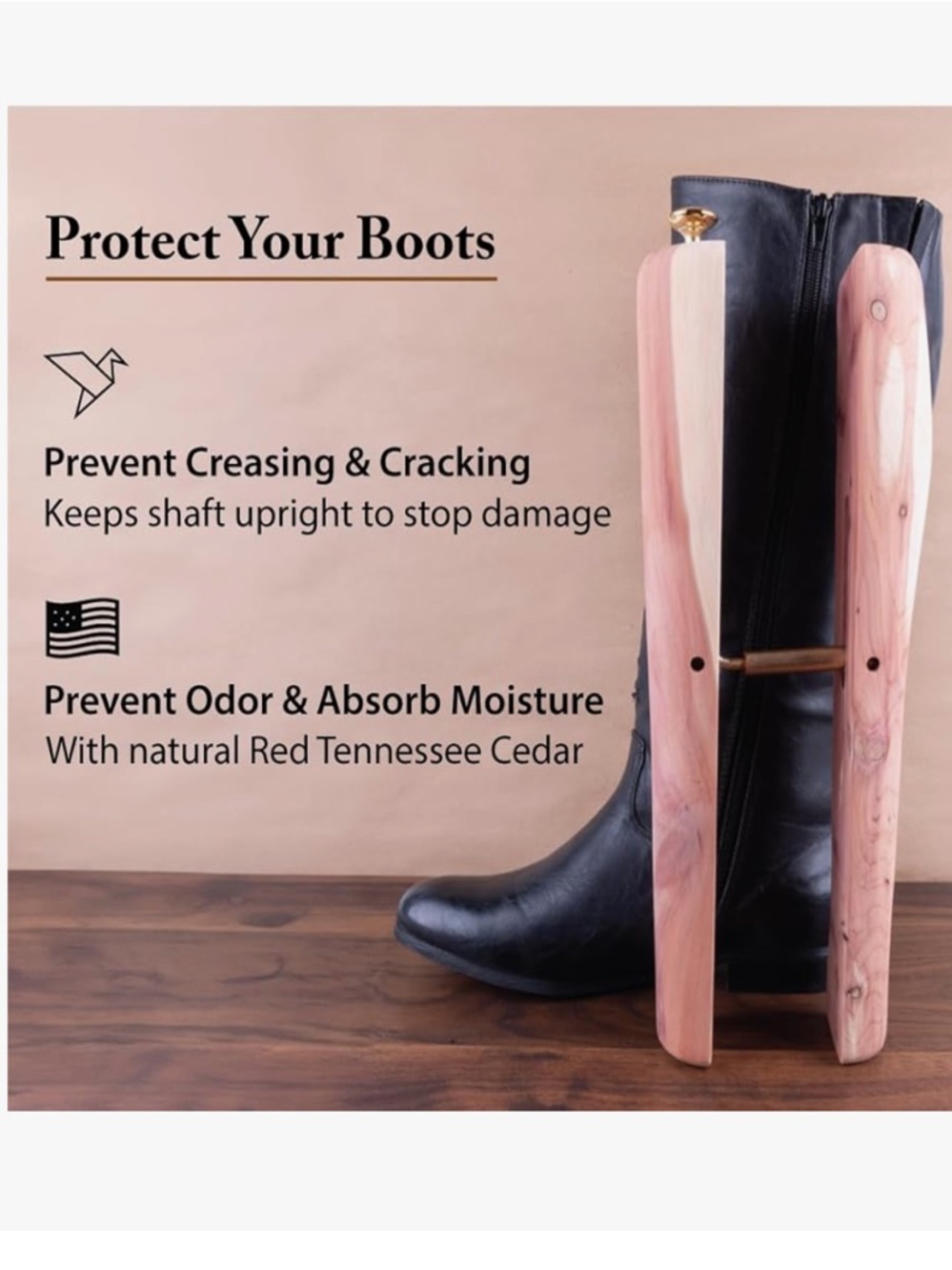 BOOT TREE FootFitter 14” Adjustable Cedar Boot Shaft Shapers (pair)EUC